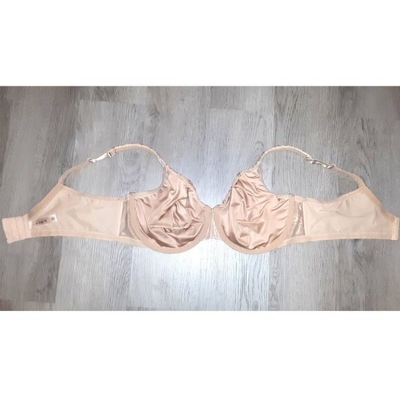 Cacique Unlined Full Coverage Bra Plus Size 42D Beige Tan Light Brown Lace - Picture 3 of 6